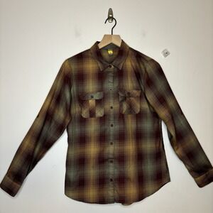 Eddie Bauer Button Up Shirt Maroon Plaid Gorpcore Granola Bella Swan‎ Top Medium
